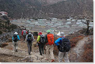 Entering the village of Khunde in the early afternoon