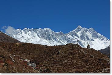 Everest and Lhotse from Pangboche 