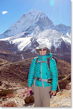 Barb with Ama Dablam in the back