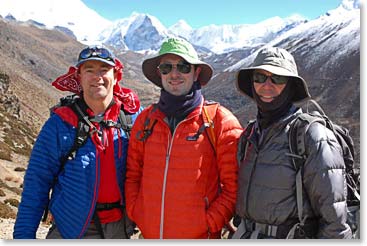 The three Island Peak climbers, Bob, Travis and Frank stand proud in front of their goal