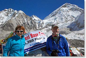 Barbara and Scott with the Khumbu Icefall in the background