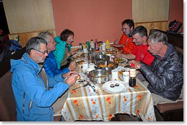 The team enjoying their meal