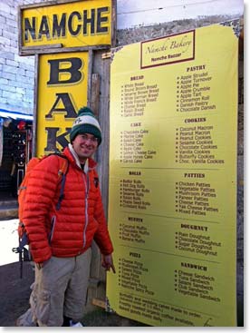 Travis in front of the Namche Bakery