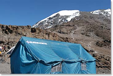 Vista do Kilimanjaro do acampamento Karanga (Views of Kilimanjaro from Karanga Camp)