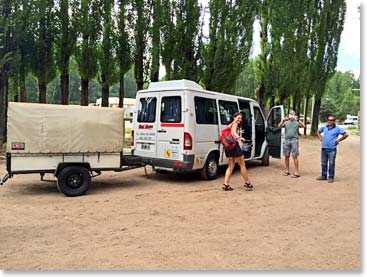 The van and trailer we boarded for our trip from Mendoza to Penitentes (8,500ft/2,600m)