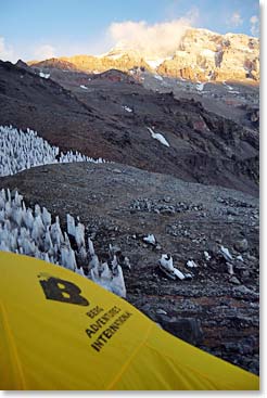 Views of Aconcagua from our tent at Plaza de Mulas