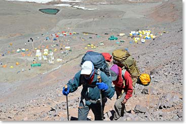 Sergio and Maria started at the same time as we did today, but they are carrying all the way to camp 2