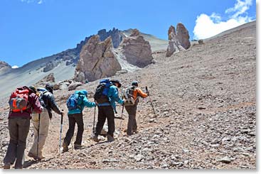 The team climbing higher on Aconcagua