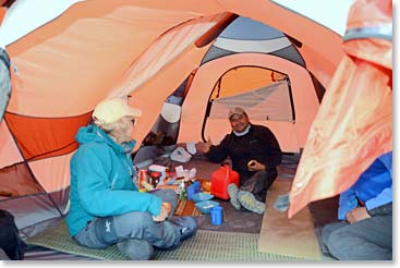 We took our meals in the “Big Agnes” tent which we carried to Camp I and also to Camp II.