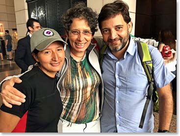 Elisa and Pedro with Maria in the lobby of the Park Hyatt