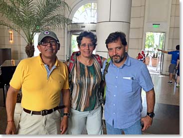 Elisa, Pedro and Havier prepare to go shop for some rental items