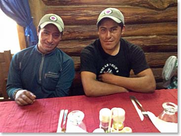 Alex and Efrien ready for lunch