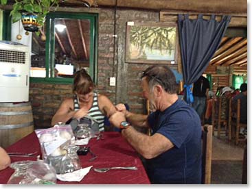 Johanne and Ed cutting up at lunch
