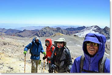Christina, Leslie, Melody, Trevor and Wally went on an acclimatization hike