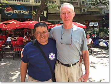 Osvaldo and Jim at the restaurant