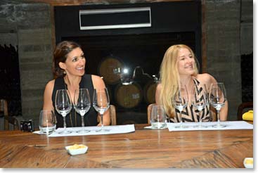 Kristen and Lauren ready to try some wine!