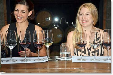 The girls enjoying the tasting