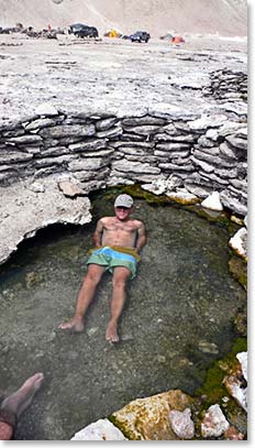 Soaking in the hot springs is a perfect way to relax after a day of hiking.