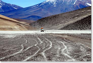 Driving to Base Camp in our 4-wheel drive