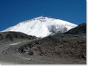 Our view of Ojos del Salado from Base Camp 