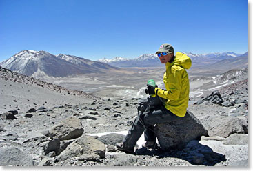 Johanna takes a water break in a lovely spot.