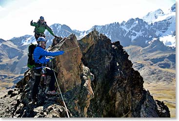 Trevor and Rafael take on an extra climbing challenge during the teams’ rest day – summiting Mount Mirador