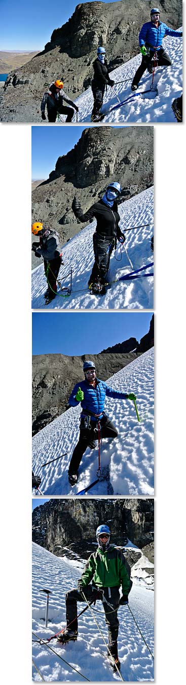 The team climbing up to the summit