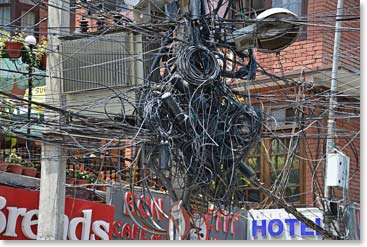 We’ve marvelled at the wiring in Thamel for years, but it held up! Power, internet, phone, no problem!
