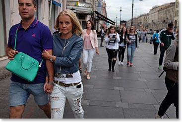 A Russian man has no problem carrying his wife's handbag