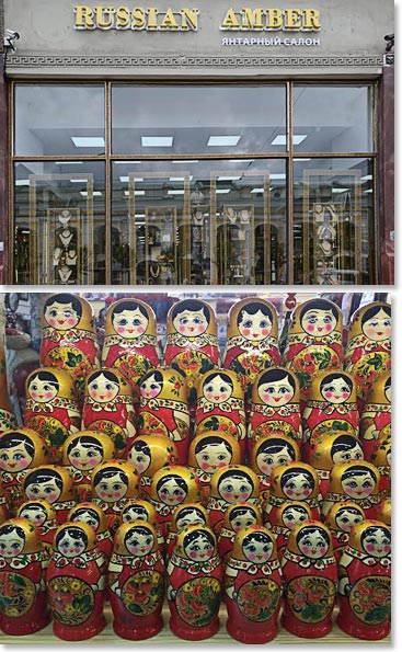 Lot's of shops with many different items to buy like Russian Matryoshka dolls - a favourite gift to take home