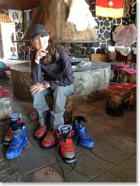 While we were at Mir station 11,500 feet we took advantage of opportunity for Heather to try on some different boots for tomorrow’s Elbrus climb.