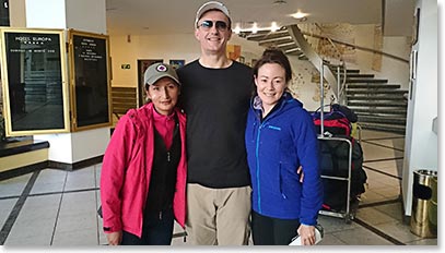 Paul and the two Marias - at Hotel Europa in the heart of La Paz Bolivia
