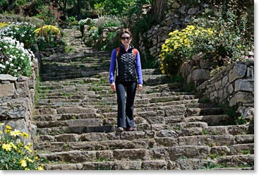 Hiking on ancient walkways in Sun Island