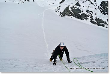 Paul looking relaxed while alpine climbing