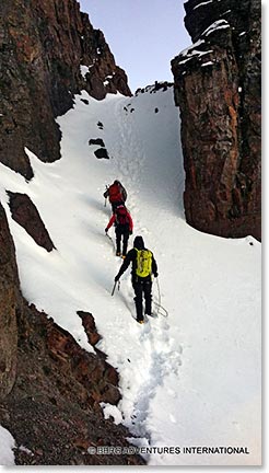 Climbing up a couloir