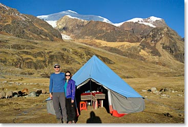 Paul and Maria arriving at Illimani Base camp