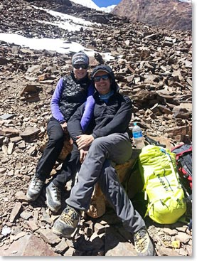 Water break on our climb to Illimani high camp