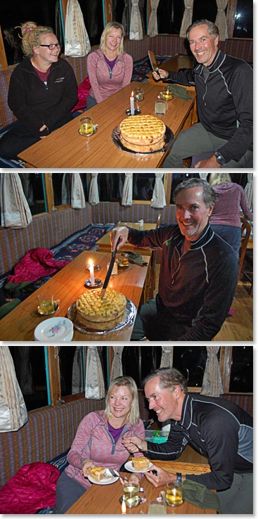 The Sellers enjoying a fresh apple pie cake made especially for the occasion