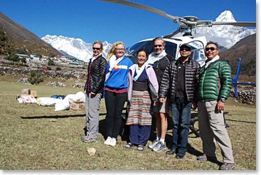 Sellers morning departure to Kathmandu by helicopter