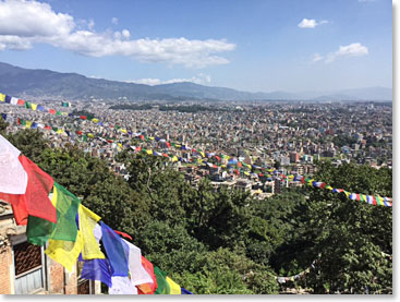 The view across Kathmandu from Swayambhunath was beautiful this morning