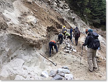 We passed work being done on the trail to repair earthquake 