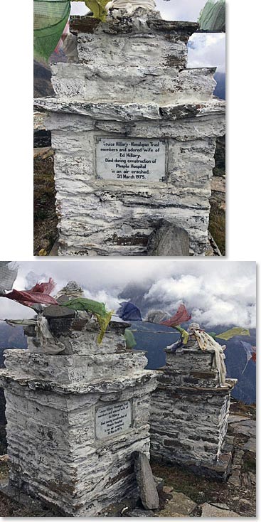 Our first stop of the day was on a ridge high above the Khumbu where there are memorials for sir Edmonton Hillary, his wife Louise and his daughter Belinda.
