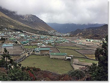 We then descended into the beautiful green Sherpa village of Khunde