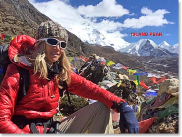 Alison with Island peak in the background