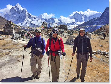 Min, Alison and Gordon. It’s a great day for a hike!