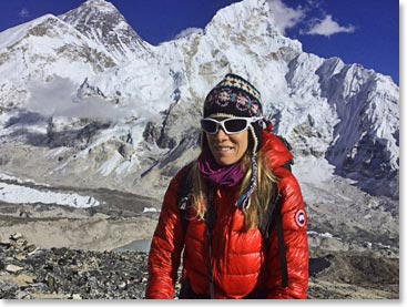 Alison at the summit of Kala Patar