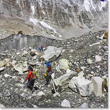 Base camp is on a glacier!