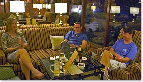Relaxing at the famous Yak and Yeti Hotel