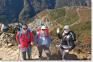 Team climb above Namche Bazaar