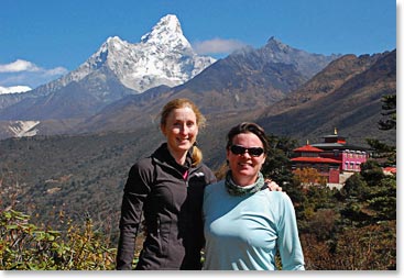 A beautiful backdrop of their climbing objective to come
